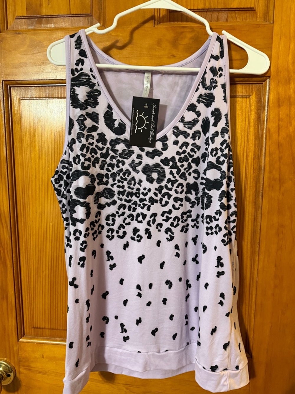 Acting Pro Lavender Tank Top with Black Leopard Print